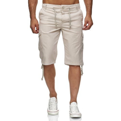 Reslad Leinen Cargo Shorts Mnner Strandhose Herren Leinenhose 3/4 Hose Freizeit Kurze Hosen Sommer Bermudas RS-3001