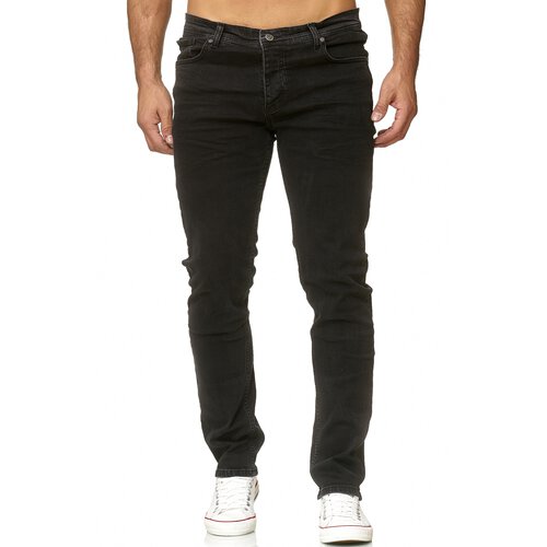 Reslad Jeans-Herren Slim Fit Basic Style Stretch-Denim Jeans-Hose Schwarz (2092) W38 / L34