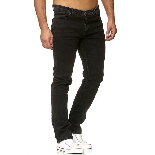 Reslad Jeans-Herren Slim Fit Basic Style Stretch-Denim Jeans-Hose Schwarz (2092) W38 / L34