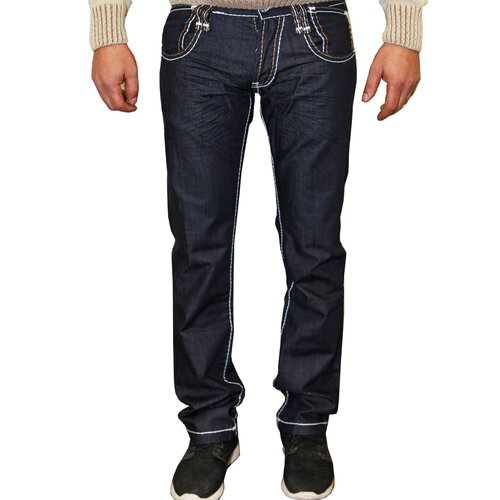 ReRock Jeanshose Herren Dicke Naht Mnner Jeans RR-3041A Dunkelblau