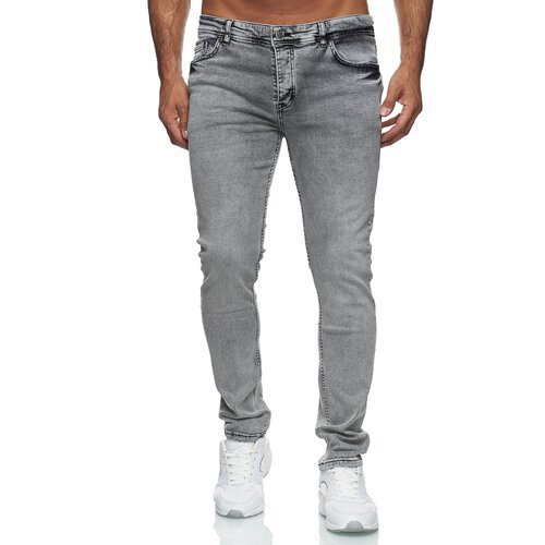 Reslad Jeans Herren Slim Fit Basic Herren-Hose Jeanshose Mnner Jeans Hosen Stretch Denim RS-2091 Grau W38 / L34