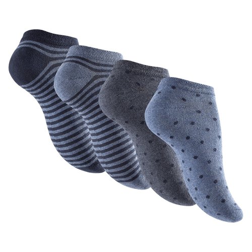 Damen Motiv Socken (8 x Paar) se Sckchen fr Frauen aus Baumwolle mit Streifen, Punkte, Herzen | Damensocken Sneaker Socken Flinge 8 Paar | Dot-Stripes Blau 39-42
