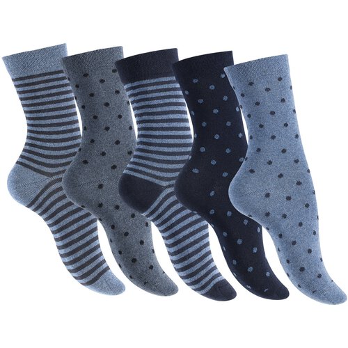 Damen Motiv Socken (10 x Paar) lange se Sckchen fr Frauen aus Baumwolle mehrfarbig mit Streifen, Punkte, Herzen | Damensocken lang Socken