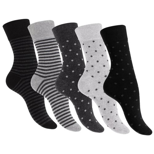 Damen Motiv Socken (10 x Paar) lange se Sckchen fr Frauen aus Baumwolle mehrfarbig mit Streifen, Punkte, Herzen | Damensocken lang Socken