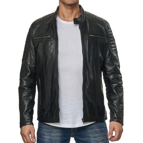 Reslad Lederjacke Herren Echtleder Biker Style Jacken für Männer | bequeme Übergangsjacke aus Nappa Leder RS-9031