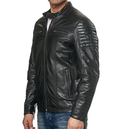 Reslad Lederjacke Herren Echtleder Biker Style Jacken für Männer | bequeme Übergangsjacke aus Nappa Leder RS-9031
