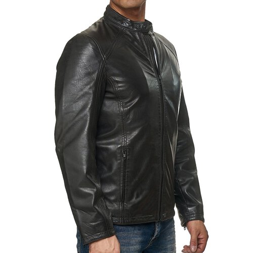 Reslad Lederjacke Herren Echtleder Basic Jacken für Männer | bequeme Übergangsjacke aus Nappa Leder RS-9032