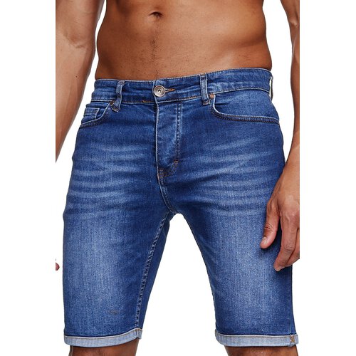 Reslad Jeans Shorts Herren Kurze Hosen Sommer l Used Look Washed Mnner Denim Jeansshorts l Bermuda Capri Hose Regular Fit RS-2085 Blau W30