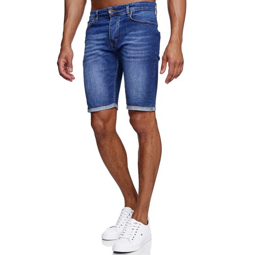 Reslad Jeans Shorts Herren Kurze Hosen Sommer l Used Look Washed Mnner Denim Jeansshorts l Bermuda Capri Hose Regular Fit RS-2085 Blau W30