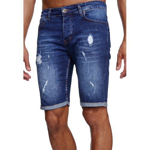 Reslad Jeans Shorts Herren Kurze Hosen Sommer l Used Look Destroyed Mnner Denim Jeansshorts l Bermuda Capri Hose Regular Fit RS-2086 Blau W30