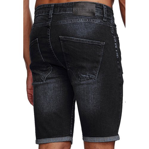 Reslad Jeans Shorts Herren Kurze Hosen Sommer l Used Look Destroyed Mnner Denim Jeansshorts l Bermuda Capri Hose Regular Fit RS-2086 Schwarz W36