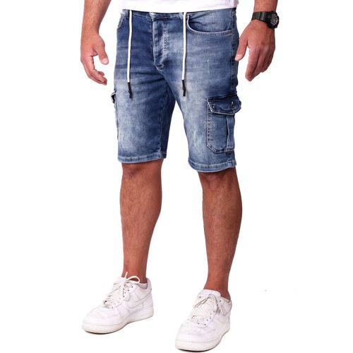 Reslad Cargo Jeans Shorts Herren Kurze Hosen Sommer - Sweathose in Jeansoptik l Stretch Denim Männer Jeansshorts l Hose Slim Fit RS-2099