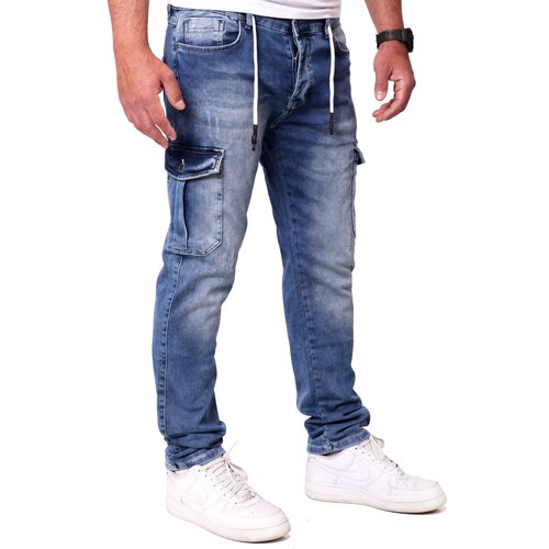 Reslad Cargohose Jeans Herren Cargo Hose - Sweathose in Jeansoptik mit Taschen l Stretch Denim Männer Jeanshose Slim Fit RS-2100