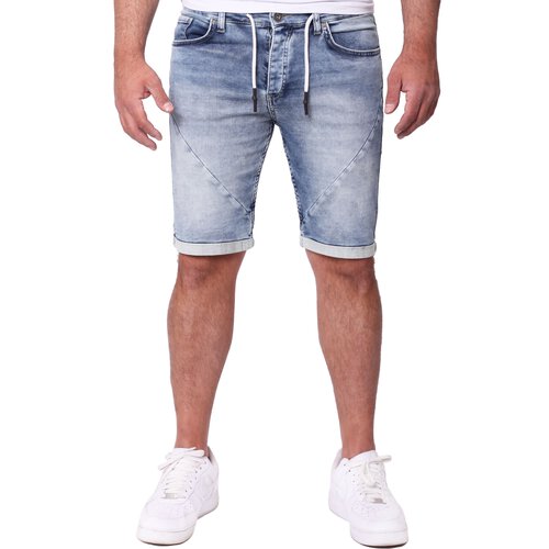 Reslad Jeans Shorts Herren Kurze Hosen Sommer - Sweathose in Jeansoptik l Stretch Denim Mnner Jeansshorts l Hose Regular Fit RS-2087 Hellblau W29