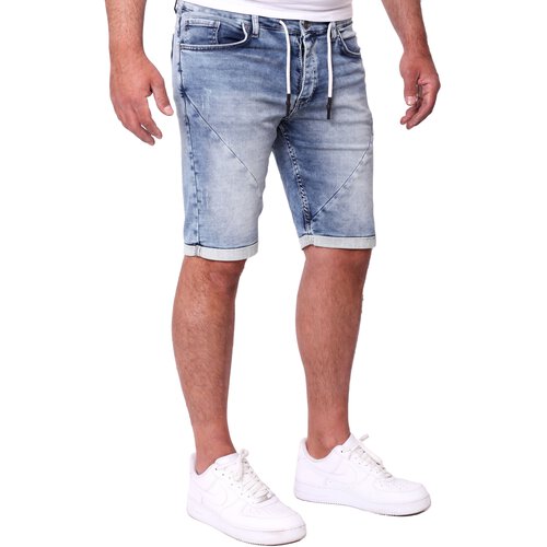 Reslad Jeans Shorts Herren Kurze Hosen Sommer - Sweathose in Jeansoptik l Stretch Denim Mnner Jeansshorts l Hose Regular Fit RS-2087 Hellblau W29