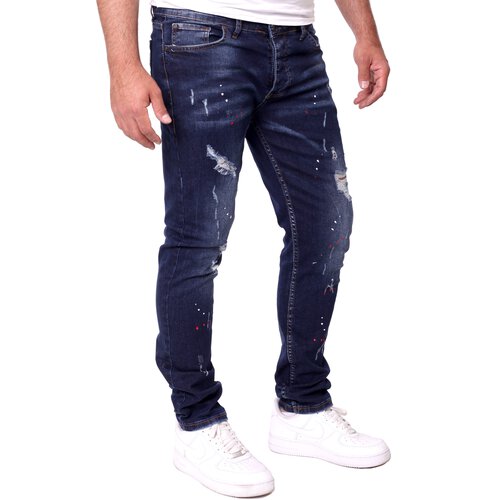 Reslad Jeans Herren Color-Splashes Stretch Denim Destroyed Jeanshose Männer-Hose Slim Fit RS-2101