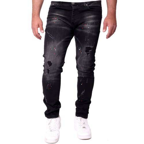 Reslad Jeans Herren Color-Splashes Stretch Denim Destroyed Jeanshose Männer-Hose Slim Fit RS-2101